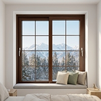 Fenêtres coulissantes en alliage d'aluminium européen à haute valeur R, avec âme en bois, moustiquaire en acier inoxydable, isolation thermique, pour cuisine et extérieur