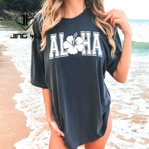 Camiseta de Algodón Orgánico Personalizada para Mujer con Estampado, Camiseta de Verano 100% Algodón, Holgada, Transpirable, con Cuello Redondo - Product Image 5