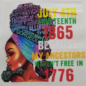 Sprich/Slogan Juneteenth ist mein Unabhängigkeit stag Talentierte Black Queen Beauty Afro Girl Wärme übertragungs druck DTF für T-Shirt