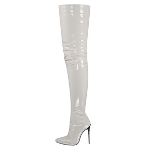 Hiver 2023 Nouvelle Arrivée Dames Bottes Chaussures Sabots Talons Sexy Noir Rouge Cuir Verni Sur le Genou Bottes pour femmes - Product Image 4