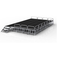 Plateforme de scène en alliage d'aluminium ANYCASE ACS-AS, hauteur réglable (0,3-1,8 m), surface antidérapante/tapis/plexiglas, certifiée TUV