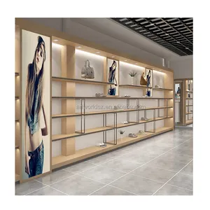 Artworld Displays European White Wooden Shopping Mall Display Stand Retail Store Led Light Bag Display Cabinet