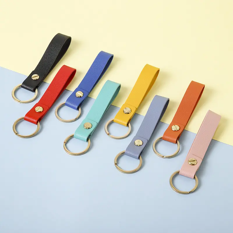 Wholesale Promotional Gifts Custom Logo Personalized Design Key Ring Chain Designers Metal Business Pu Leather Keychain YSQ1003