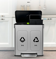 Poubelle de tri à deux compartiments recyclable en acier inoxydable de 13.2 gallons