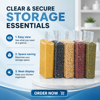 Sacs d'emballage sous vide pour riz, imprimés en gravure personnalisée, étanches à l'humidité, en plastique transparent, sacs de stockage pour riz, 20-200 microns