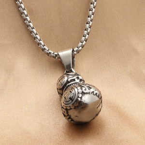 European American Style <b>Titanium</b> Steel Gourd Pendant Men's Punk Retro Themed Charm Stainless Steel Gift Jewelry - Product Image 1
