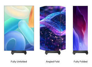 จอแสดงผล LED แบบพับได้สามด้าน สำหรับโปสเตอร์เคลื่อนที่ เชื่อมต่อหลายจอได้ รองรับการเล่นวิดีโอด้วยคลิกเดียว ใช้งานง่ายแบบ Plug and Play เหมาะสำหรับการโฆษณาเชิงพาณิชย์ - Product Image 3
