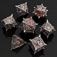 Ensemble de dés de jeu de rôle D&D en métal doré antique, 7 pièces, à pointes, motif dragon, dés polyédriques ornés, pour jeux de table Dungeons & Dragons, coffret cadeau