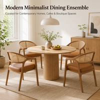 Fauteuil de salle à manger en bois massif, largeur 60 cm, profondeur 54 cm, hauteur 82 cm, hauteur de siège 45 cm, dossier en rotin et assise rembourrée beige