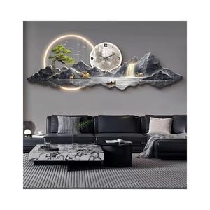 Arte Mural de Paisaje Lunar con Reloj Luminoso, Mural de Estilo Moderno con Fondo Acrílico Eléctrico para Decoración de Sala de Estar - Product Image 4