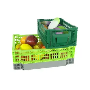 Wholesale Recycled Collapsible Mesh Storage Box Plastic Crates Fruit Vegetables Folding Plastic Crates