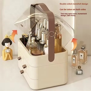 Kotak Penyimpanan Kosmetik Plastik Tahan Lama OEM, <span class=keywords><strong>Organizer</strong></span> Perhiasan Meja, Kotak Penyimpanan Makeup dengan 3 Lapisan - Product Image 5