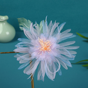 Nouveaux accessoires pour cheveux Hanfu chinois anciens 2024, design original, faits à la main, fleur en soie dégradée rose et bleue - Product Image 2