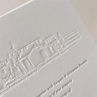 Invitations de mariage personnalisées en papier couché blanc avec logo en relief, double face, dorure à chaud, carte de visite