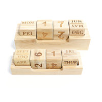 Calendrier de bureau perpétuel en bloc de bambou écologique, calendrier en bois avec mois, date, semaine, cube, décoration de table de bureau