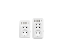 Produk Baru 1 hingga 2 Jalur Ekstensi Daya Listrik EU, Adaptor Steker Pengisi Daya Dinding OEM Soket Ekstensi Tahan Api PC CE ROHS FCC