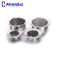 Grille de ventilation murale ronde en acier inoxydable brossé pour climatiseur, avec volet automatique et grille de retour d'air