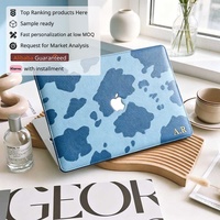Étui rigide en cuir de vache marron à imprimé léopard Yihe pour MacBook Air 2022 A2681 Macbook Pro