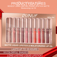 Ensemble de 12 rouges à lèvres liquides mats effet velours, rouge foncé, brun, kit de gloss à lèvres, imperméable, hydratant, huile à lèvres transparente
