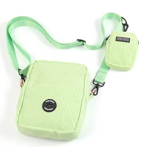 Private Labels Portable Corduroy Dog Walking Bag Crossbody Dog Walking Treat Bag For Dog Walk