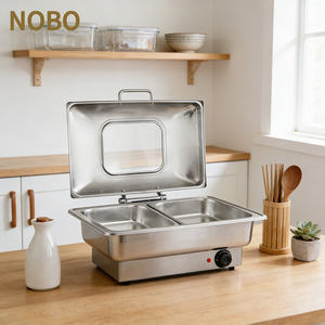Set di Chafing Dish <span class=keywords><strong>Elettrico</strong></span> Rettangolare da 9L per Buffet, Espositore per Alimenti, Set di Scaldavivande di Lusso per Catering - Product Image 2
