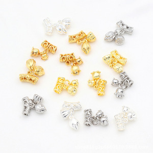 Ensemble de pendentifs en or véritable 18 carats, motif muguet, trois pièces, accessoires perlés en forme de lotus, perles pour bracelet DIY, D171 - Product Image 3