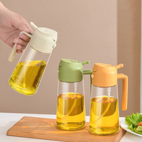 Bouteille distributrice en verre de forme plate de 500ml avec bouchon à vis pour huile d'olive vinaigre BBQ griller et utiliser comme diffuseur de cuisson