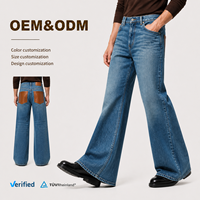 Jeans en denim de coton 13 oz pour homme, coupe droite, personnalisables OEM ODM, faible MOQ, poche à rabat en cuir, style classique vintage, streetwear