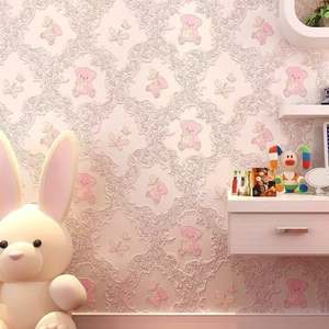 Papel Tapiz Autoadhesivo de Osito de Peluche de Dibujos Animados en Rosa Cálido para Pared de Fondo de Dormitorios Infantiles y Cocinas Diseño Lindo para Habitaciones de Niñas - Product Image 4