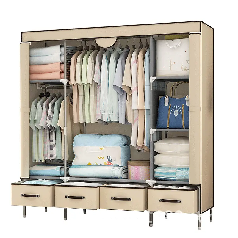 ULT-ZP-1990 Meilleure Vente moderne Tissu 3 Porte Chambre pliage Wadrobes Conception Fer En Acier portable pliable armoire Prix