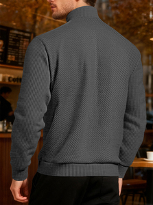 Vendita di <span class=keywords><strong>felpa</strong></span> ricamata Patchwork Casual da <span class=keywords><strong>uomo</strong></span> personalizzata con collo a mezza <span class=keywords><strong>cerniera</strong></span> e maniche lunghe - Product Image 2