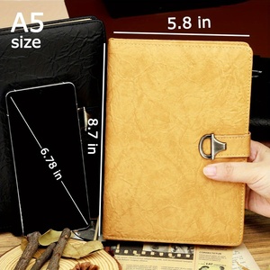 Agenda en cuir A5 à spirale avec fermeture magnétique, cadeau idéal, papier ligné épais et durable - Product Image 3