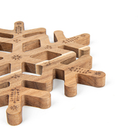 Dessous de plat en bambou créatif en forme de flocon de neige, cuisine en bois d'acacia pour bol, théière, coussins, supports de Pot chaud, tapis résistant à la chaleur