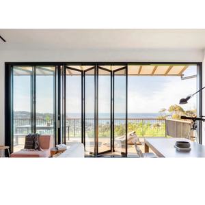 Puertas plegables de puerta de diseño francés hermético con sistema de dibujo de aluminio U insonorizado de vidrio sin marco - Product Image 3