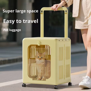 Tas Ransel Perjalanan Hewan Peliharaan 4 Roda Plastik Portabel Multi-Fungsi Kapasitas Besar Berventilasi Ramah Lingkungan untuk Jalan-Jalan Kucing - Product Image 2