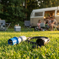 Adaptateur de prise CEE 16A 250V pour camping vers prise Schuko avec câble en caoutchouc H07RN-F 3G 2,5 mm de 1,5 m, rallonge IP44