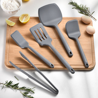 Ensemble d'ustensiles de cuisine en silicone de qualité alimentaire, 5 pièces, résistant à la chaleur, spatule ajourée antiadhésive, pinces à aliments, outil de cuisine