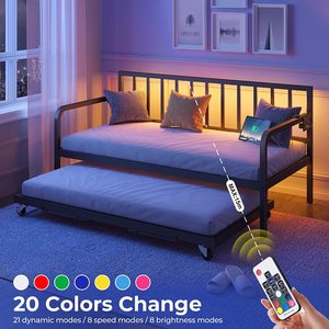 Modern <strong>Metal</strong> Sofa Bed Frame with Steel Slat Support for Living Room Height Adjustable Twin <strong>Daybed</strong> with Trundle Customized Color - Product Image 3