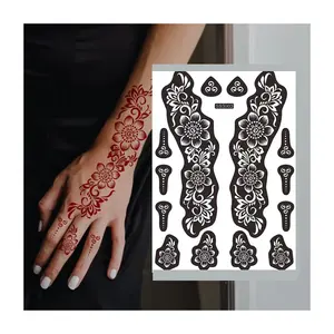 Plantillas de Henna suministros de tatuaje mano Henna tatuaje indio hueco flor pintada a mano Henna plantilla tatuaje pegatinas plantillas