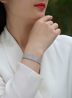 Moissanit Tennis-Armband Breit Mehrreihig S925 Sterling Silber 19cm 7,5 Zoll Damenschmuck