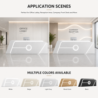 Comptoir de réception moderne minimaliste blanc avec éclairage LED intégré pour salon, spa, clinique dentaire, hall d'hôtel