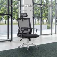 Chaise de bureau moderne en maille avec dossier et appui-tête réglables, structure en aluminium, base pivotante manuelle – Idéale pour les hôpitaux et les hôtels