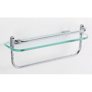 Étagère d'angle <span class=keywords><strong>murale</strong></span> en <span class=keywords><strong>verre</strong></span> pour salle de bain d'hôtel moderne avec design en forme d'éventail, finition chromée écologique - Product Image 6
