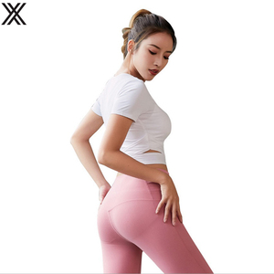Nueva camiseta de verano para <span class=keywords><strong>mujer</strong></span>, para yoga, entrenamiento, camiseta corta, a prueba de golpes, <span class=keywords><strong>pecho</strong></span>, camiseta ajustada de secado rápido y delgada - Product Image 3