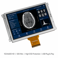 Medical Grade 10.1 Inch TFT IPS LCD Module 1024x600 500 Nits High ESD Protection LED Backlight USB Touch Screen Laboratory