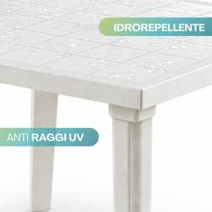 White Plastic Square Garden <b>Table</b> 80x80cm with Umbrella Hole for Outdoor Use - Product Image 4