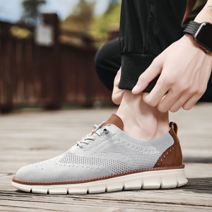 Nuove <span class=keywords><strong>Scarpe</strong></span> Casual da Uomo in Tessuto Fly Woven, Mocassini Intagliati, Calzature <span class=keywords><strong>Eleganti</strong></span> per il Pendolarismo - Product Image 1