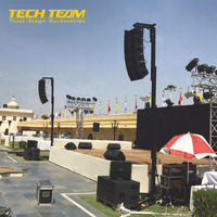 Support d'enceinte pliable TECH TEAM TL-650 argent/noir pour ligne de sonorisation, hauteur 2-6,5 m, pour événements extérieurs