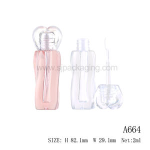 Cute Chunky Heart Topper Lip Gloss Tube Unique Transparent Liquid Lip Oil Bottle 2ml - Product Image 5