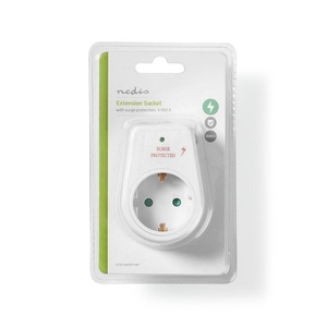 White 1 Way Surge Protected Socket Extension <b>Adapter</b> 250V 16A - Product Image 5